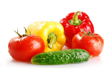 Fresh vegetables isolated on white