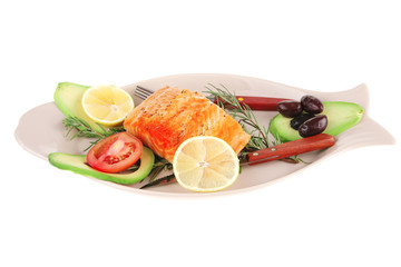salmon on plate