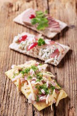 Crispbread with various toppings