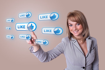 woman hand pressing Social Network icon