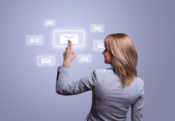 hand pressing e-mail icon