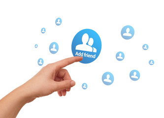 hand pressing social network icon