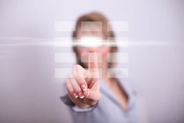Woman pressing modern  button