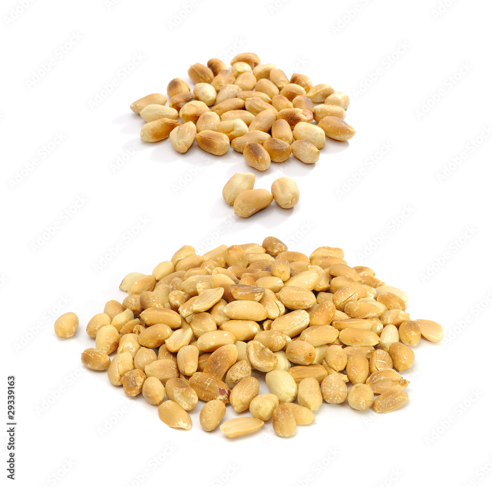 Wall mural Set of Roasted Peanuts Isolated on White Background - Wall murals