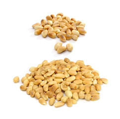 Set of Roasted Peanuts Isolated on White Background