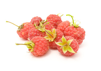 Pile of Raspberries Isolated on White Background