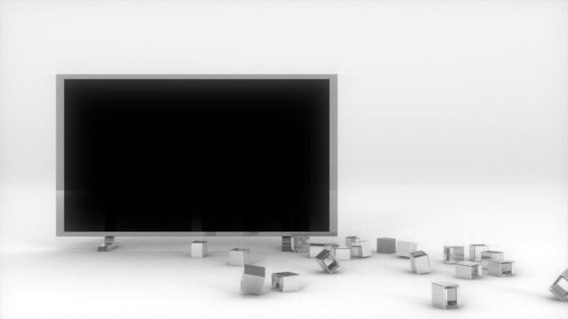 Monitor with Falling Cubes