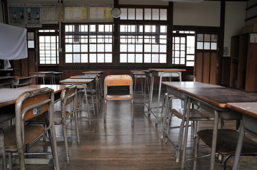 木造学校の教室のイス