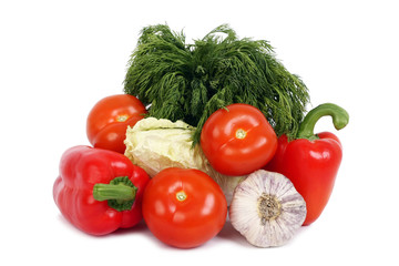 fresh vegetables on the white background isolated