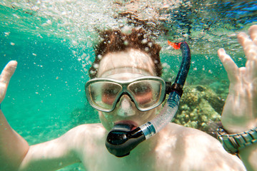 Fototapeta premium Snorkeler. Red sea
