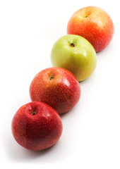 Apples in a row on a diagonal