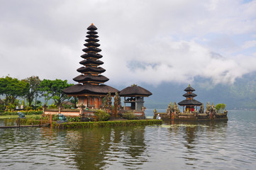 Beautiful Balinese Pura Ulun Danu temple on lake Bratan.