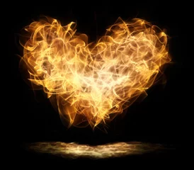 Poster abstracte vlammende hartvorm illustratie © Levente Janos