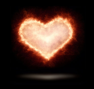 Abstract Flaming Heart Shape Illustration