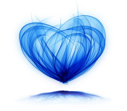 Blue Heart Isolated On White Background