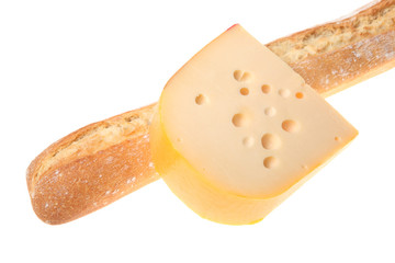 French Baguette and slice of cheese
