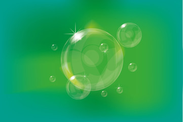 Fototapeta na wymiar seamless shiny vector bubbles on green
