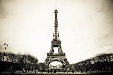 Fotobehang old picture with Eiffel Tower © exelente
