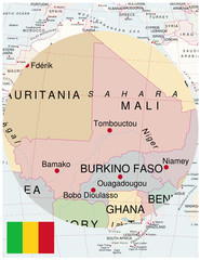Mali map africa world business success background