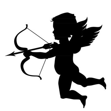 Cupid silhouette isolated on white