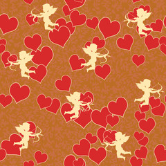 cupid with heart seamless background pattern