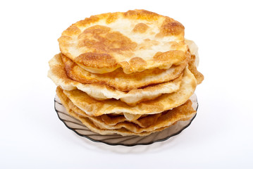 Stack of pancakes on the plate