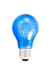 blue light bulb isolated on white background