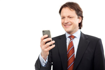 geschäftsmann schreibt sms