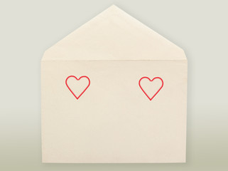 Old envelope and hearts.