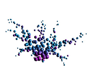 Blue lilac particles explosion