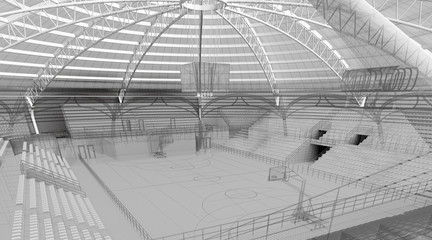 palasport progetto rendering 3d
