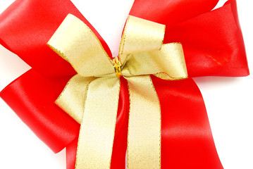 red and gold ribbon bow isolated