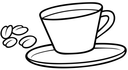 Coffee Cup - Black and White Cartoon illustration