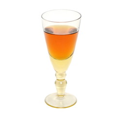 Glass with wine on a white background