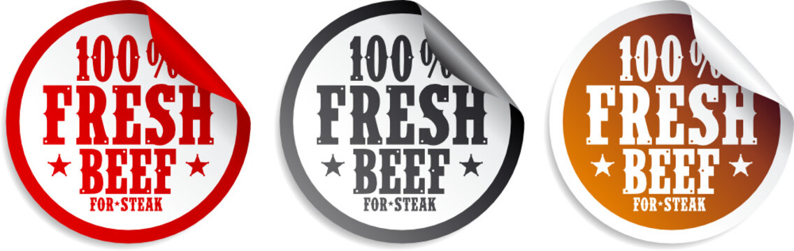 Fresh beef meat for steak stickers set