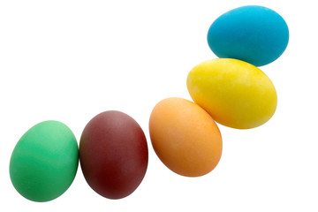 Five Easter  colored eggs