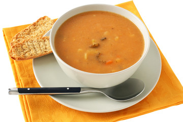broccoli vegetable soup with toast