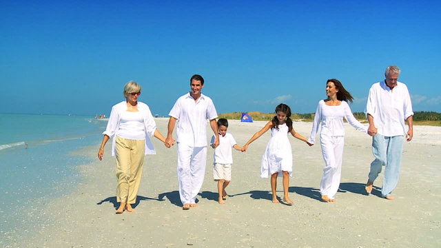 Three Generations Walking on the Beach filmed 60FPS