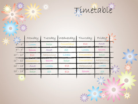 Kids timetable for school