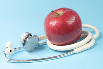 apple and stethoscope - obrazy, fototapety, plakaty