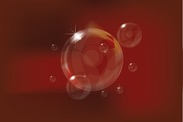 seamless shiny vector bubbles on red