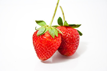 Fresh strawberries isolated on white