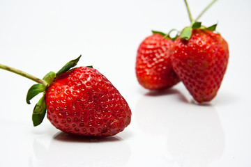 Fresh strawberries isolated on white