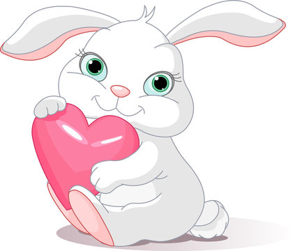 Rabbit holds love heart