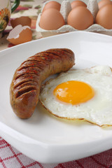 Fried egg and sausage