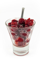 raspberries in the glass