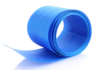 Blue textile roll isolated on white