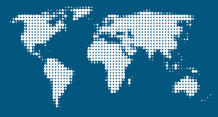 World Map Circles (blue background)