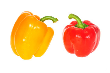 Yellow And Red Capsicum Isolated On White Background