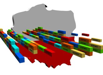 Poland map with stacks of export containers illustration